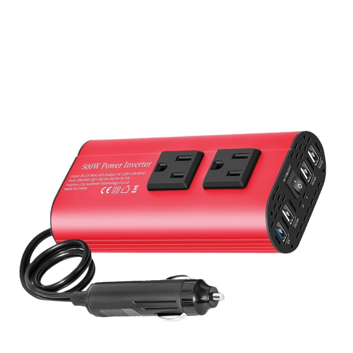 (image for) 12V to 220V Car Inverter Modified Sine Wave Car Power Converter 500W Peak Power Quick and Smart Charging