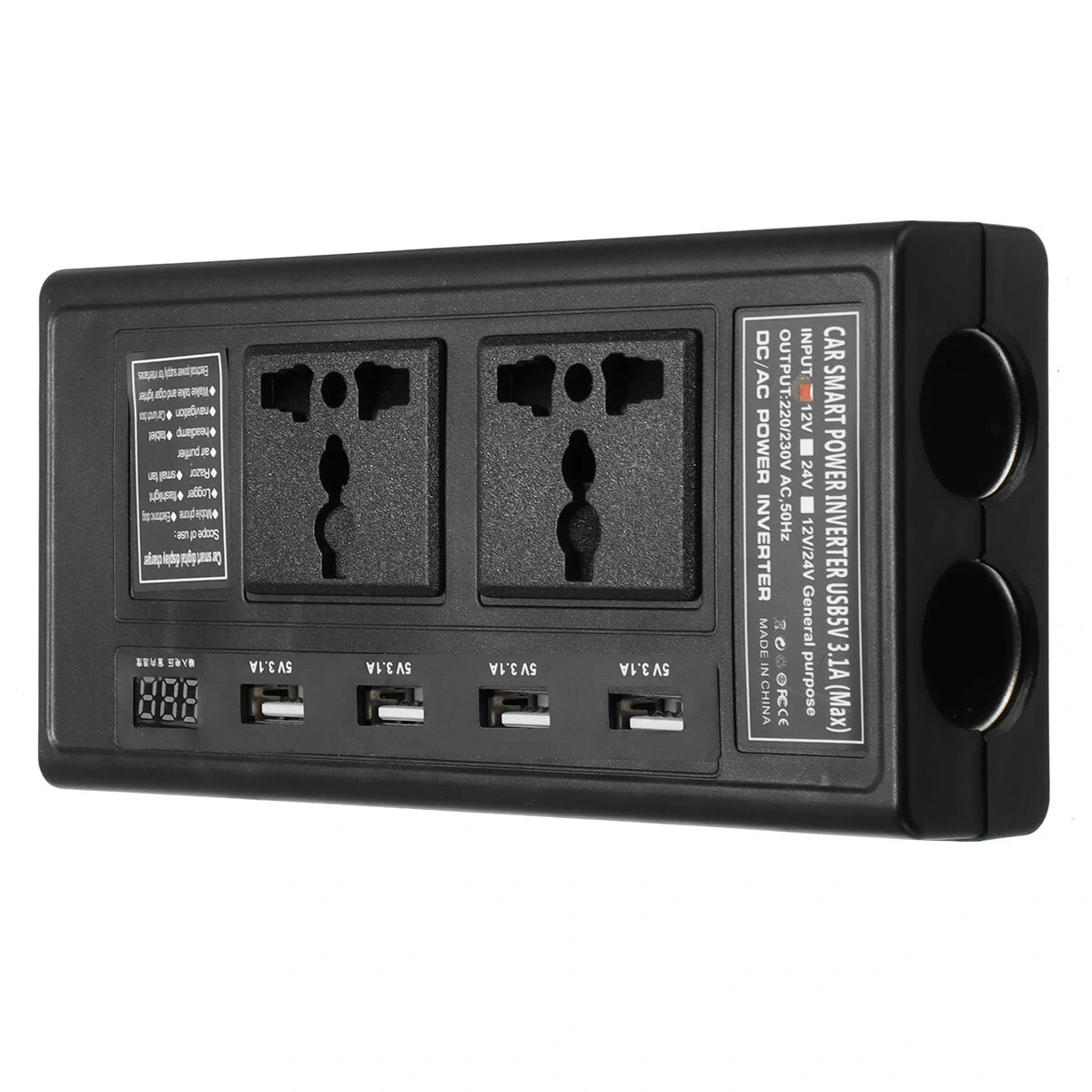 200W 12V To 220V DC/AC Car Power Inverter with 4 USB 2 Universal Socket Independent Switch Voltage Digital Display (image for) 200W 12V To 220V DC/AC Car Power Inverter with 4 USB 2 Universal Socket Independent Switch Voltage Digital Display