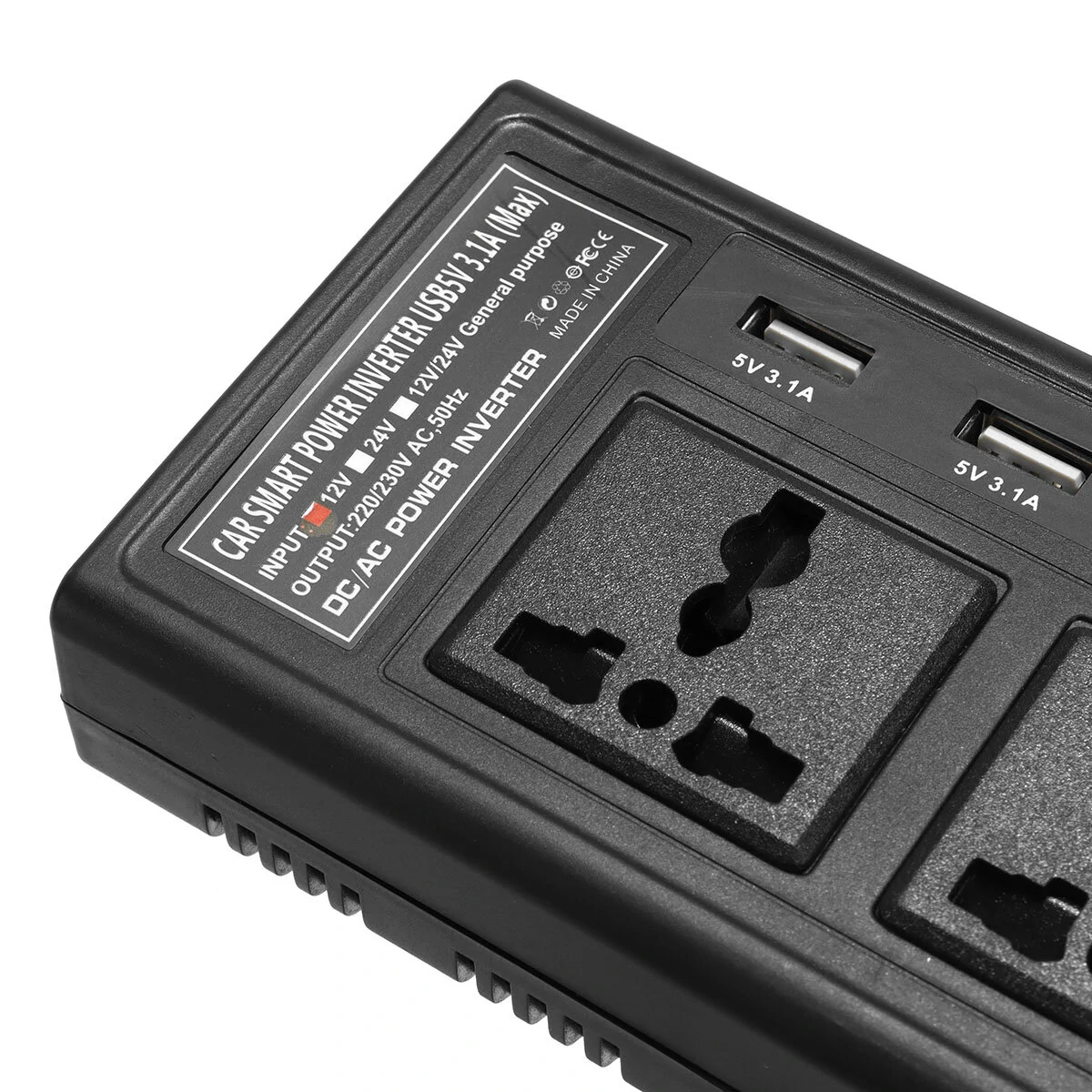 (image for) 200W 12V To 220V DC/AC Car Power Inverter with 4 USB 2 Universal Socket Independent Switch Voltage Digital Display