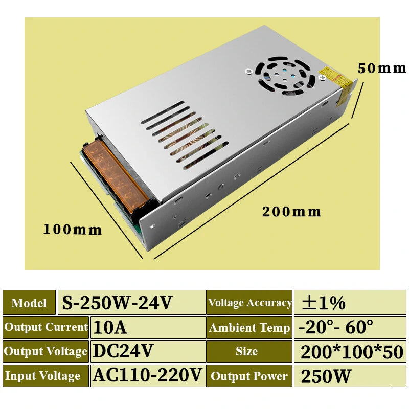 (image for) 24V 50W 75W 120W 200W Switching Power Supply Source Transformer AC DC SMPS For LED Strip Light CCTV Motor