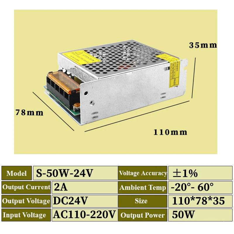 (image for) 24V 50W 75W 120W 200W Switching Power Supply Source Transformer AC DC SMPS For LED Strip Light CCTV Motor