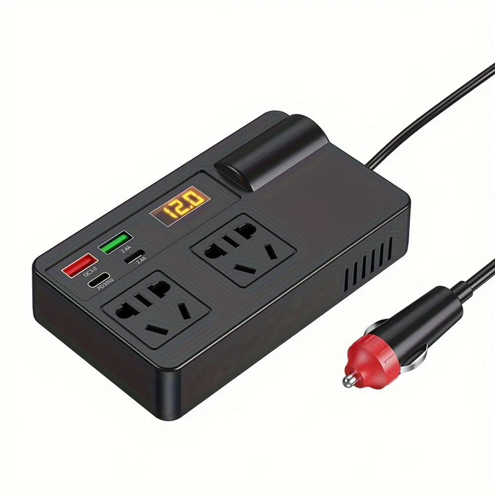 Car Inverter 12V 24V to 220V Multi-Function Socket Mobile Phone Charger 120W Car Power Converter with Smart Digital Display (image for) Car Inverter 12V 24V to 220V Multi-Function Socket Mobile Phone Charger 120W Car Power Converter with Smart Digital Display
