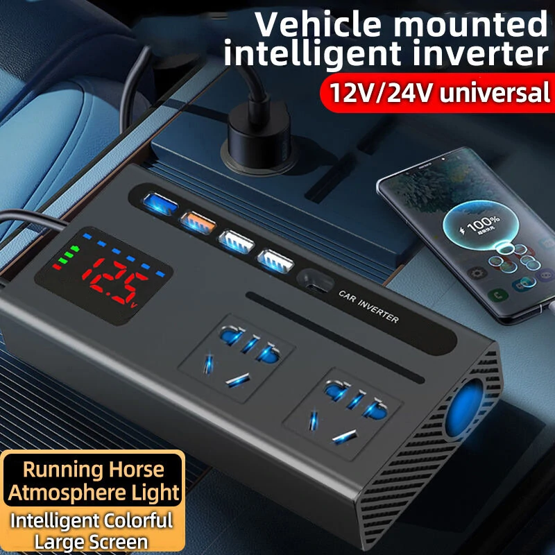 (image for) Car Power Inverter with Type-C Charger Car Inverter Charger Type-C Mobile Phone Fast Charging 12V 24V To 110V 220V Power Converter