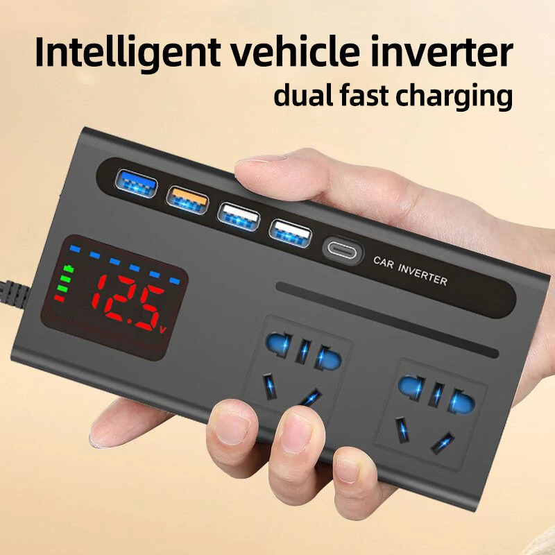 (image for) Car Power Inverter with Type-C Charger Car Inverter Charger Type-C Mobile Phone Fast Charging 12V 24V To 110V 220V Power Converter