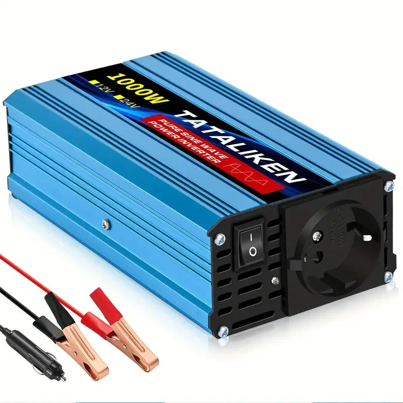 TATALIKEN 400W/1000W Pure Sine Wave Power Inverter Converts DC 12V/24V to AC 220V 50HZ Suitable For Car Home Office And Outdoor Use (image for) TATALIKEN 400W/1000W Pure Sine Wave Power Inverter Converts DC 12V/24V to AC 220V 50HZ Suitable For Car Home Office And Outdoor Use