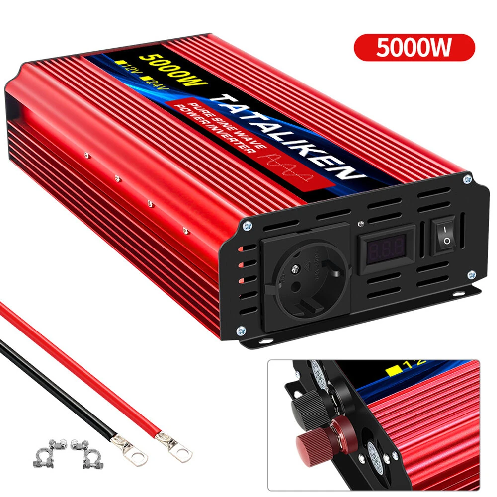 (image for) TATALIKEN Power Inverter 12V 24V to 110-220V Pure Sine Wave 2000W Rated Power 5000W Peak Power Converter Home Inverter
