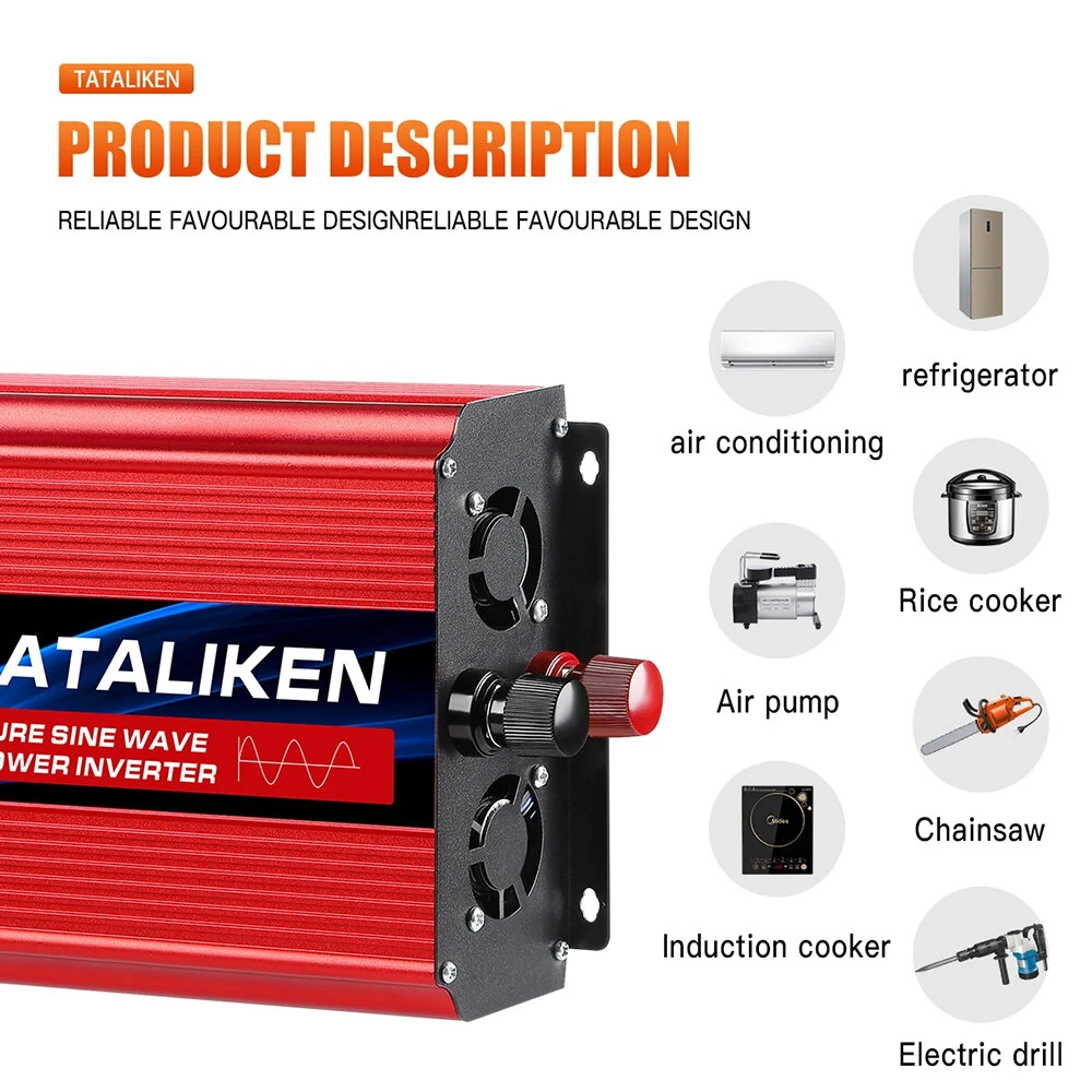 (image for) TATALIKEN Power Inverter 12V 24V to 110-220V Pure Sine Wave 2000W Rated Power 5000W Peak Power Converter Home Inverter