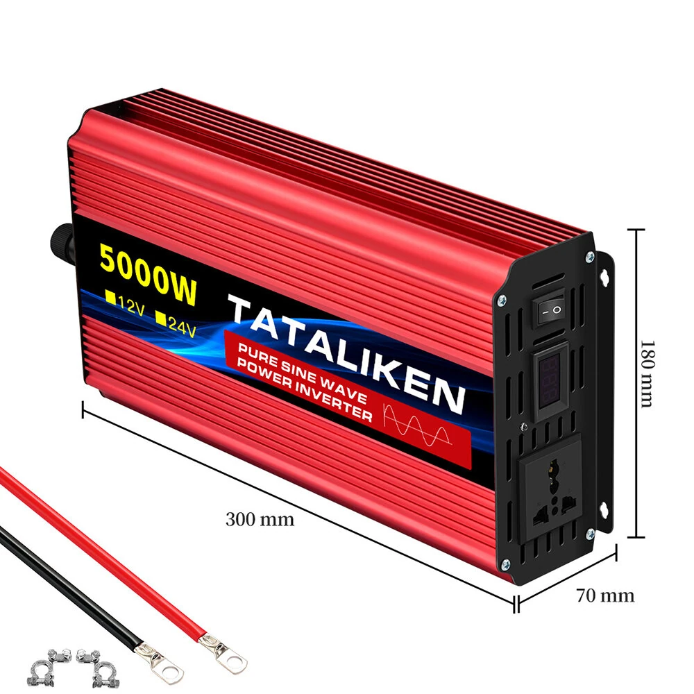 (image for) TATALIKEN Power Inverter 12V 24V to 110-220V Pure Sine Wave 2000W Rated Power 5000W Peak Power Converter Home Inverter