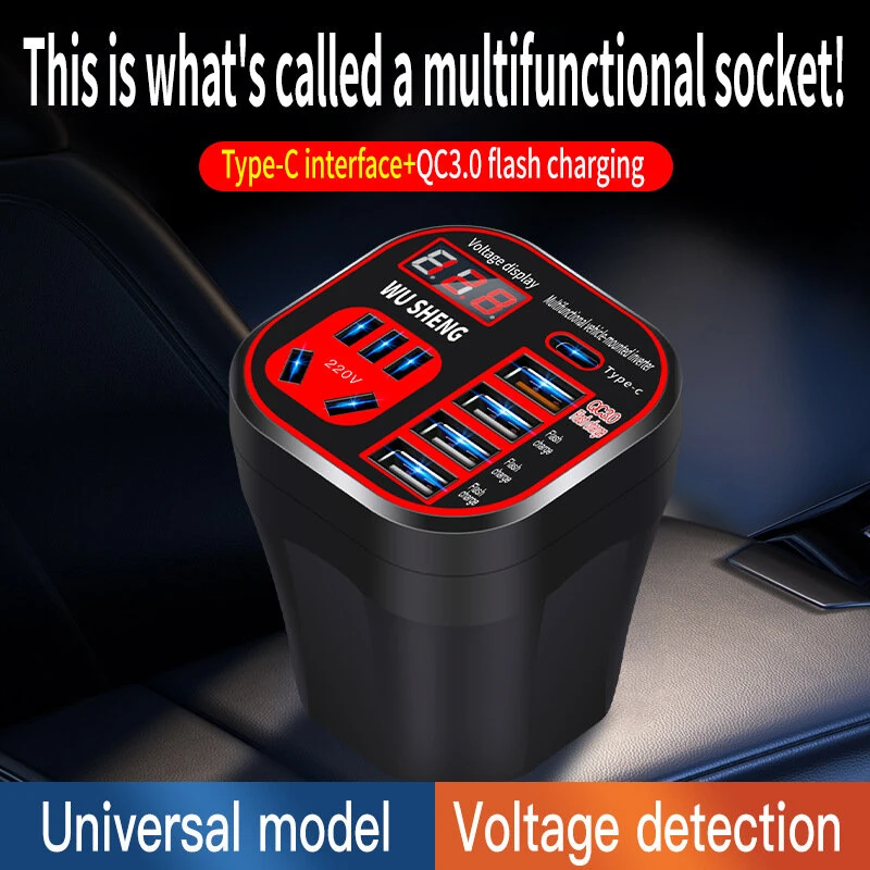 (image for) Universal Car Inverter 12V 24V To 220V Intelligent Voltage Detection Car Power Socket 200W Intelligent Charging Inverter Converter for Car Truck