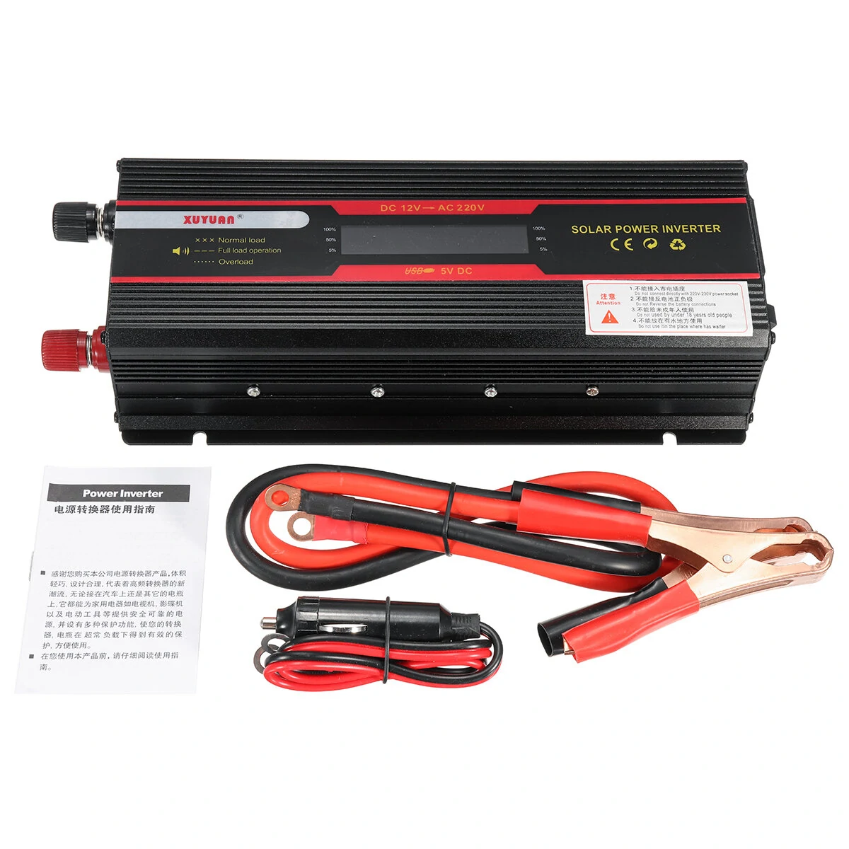 Xuyuan Dual Voltage Inverter with LCD Display Dual Power Inverter Convert 12V/24V to 220V with Modified Sine Wave for Car Use (image for) Xuyuan Dual Voltage Inverter with LCD Display Dual Power Inverter Convert 12V/24V to 220V with Modified Sine Wave for Car Use
